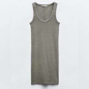 Zara Washed Effect Ribbed Dress in Gray